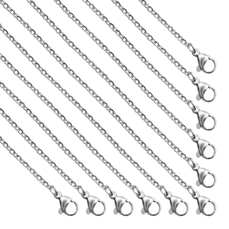 Andblue 30 Pack Necklace Chains 2mm Stainless Steel Link Cable Chain Necklace Bulk for DIY Jewelry Making Supplies (20 Inches) - Image 1